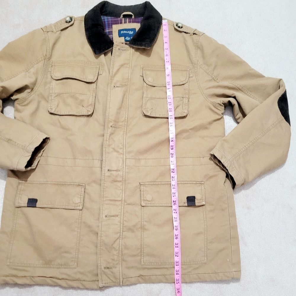 St John’s Bay Barn Coat Chore Jacket 2XLT Tan Brown Corduroy Collar Plaid Lined - Picture 10 of 14